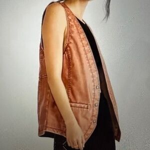 Free People We The Free Copper VEGAN LEATHER VEST. NWOT